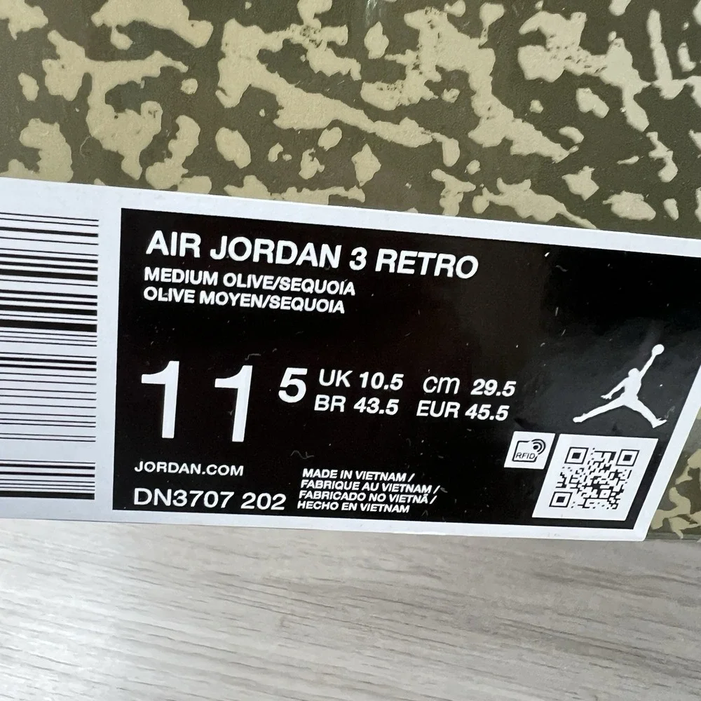 Nike Air Jordan 3 Retro Family Affair Olive Green Men's Size 11.5 DN3707-202 New